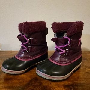 Sorel Yoot Pac Nylon Winter Snow Boots Children's Kids Size 13 Maroon NC1879-562